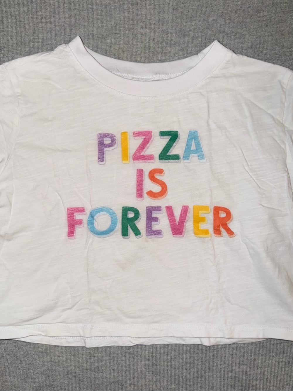 Iscream Kids White Tee with Multicolor "Pizza Is Forever" Graphic